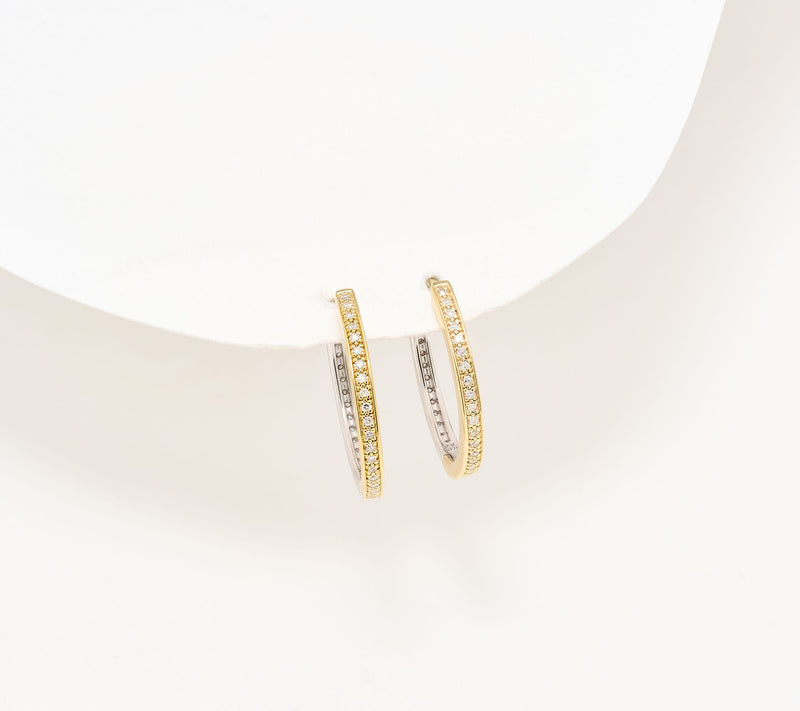 Affinity Diamonds 0.23 cttw Reversible Hoop Earrings, Sterling — Main view