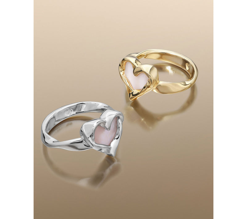 Christian James by Scott Grimes Mother-of-Pearl Heart Ripple Ring, Sterling — View 5