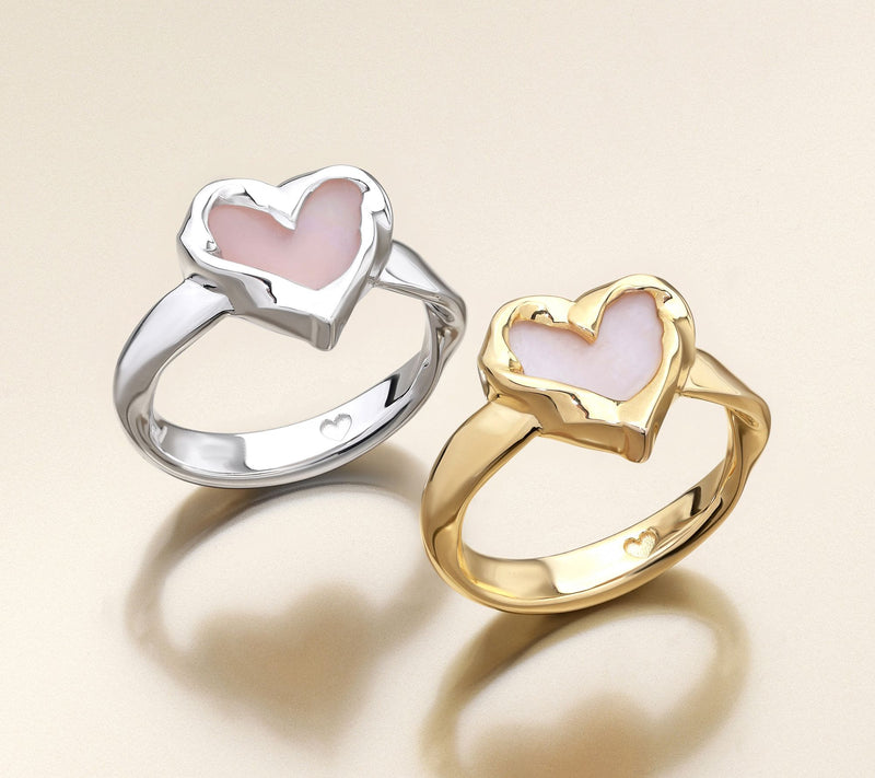 Christian James by Scott Grimes Mother-of-Pearl Heart Ripple Ring, Sterling — View 4