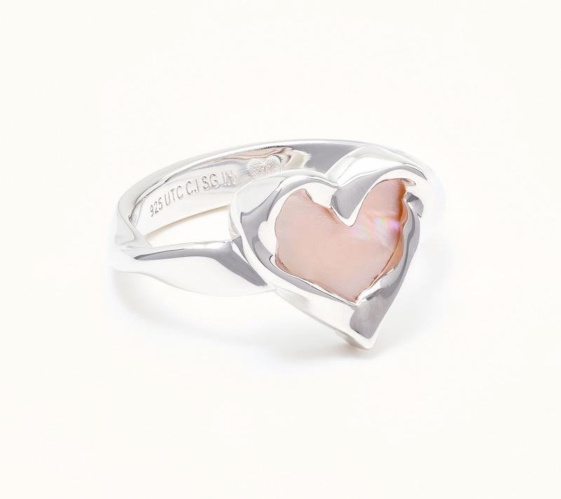 Christian James by Scott Grimes Mother-of-Pearl Heart Ripple Ring, Sterling — Main view