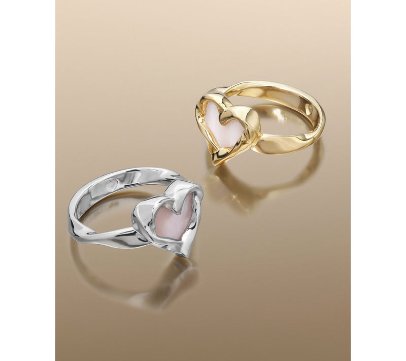 Christian James by Scott Grimes Mother-of-Pearl Heart Ripple Ring, 14K Clad — View 5
