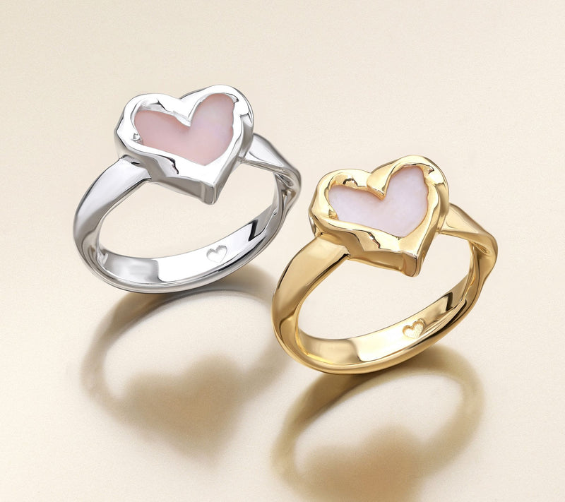 Christian James by Scott Grimes Mother-of-Pearl Heart Ripple Ring, 14K Clad — View 4