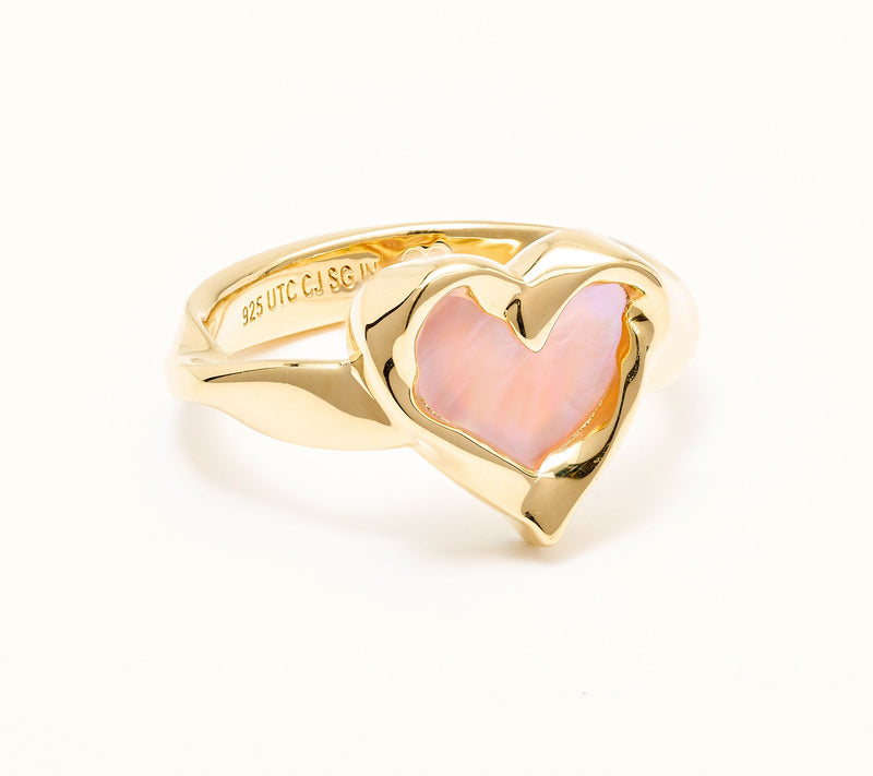 Christian James by Scott Grimes Mother-of-Pearl Heart Ripple Ring, 14K Clad — Main view