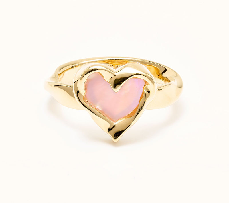 Christian James by Scott Grimes Mother-of-Pearl Heart Ripple Ring, 14K Clad — View 2