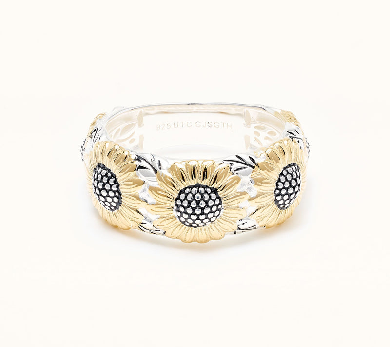Christian James by Scott Grimes Two-tone Sunflower Band Ring — View 2