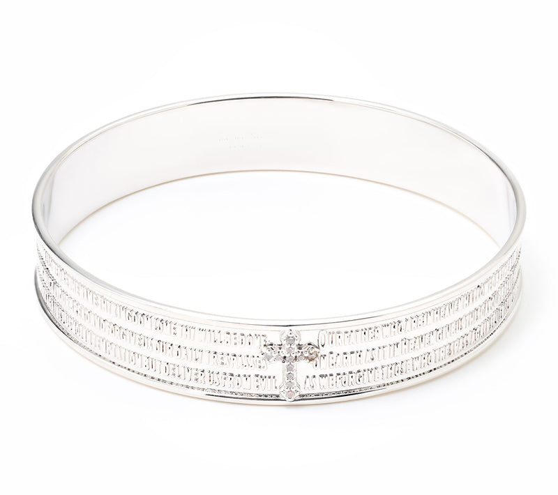 Diamonique Italia Bronze Prayer Cross Bangle Bracelet — View 7
