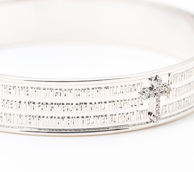 Diamonique Italia Bronze Prayer Cross Bangle Bracelet — View 4