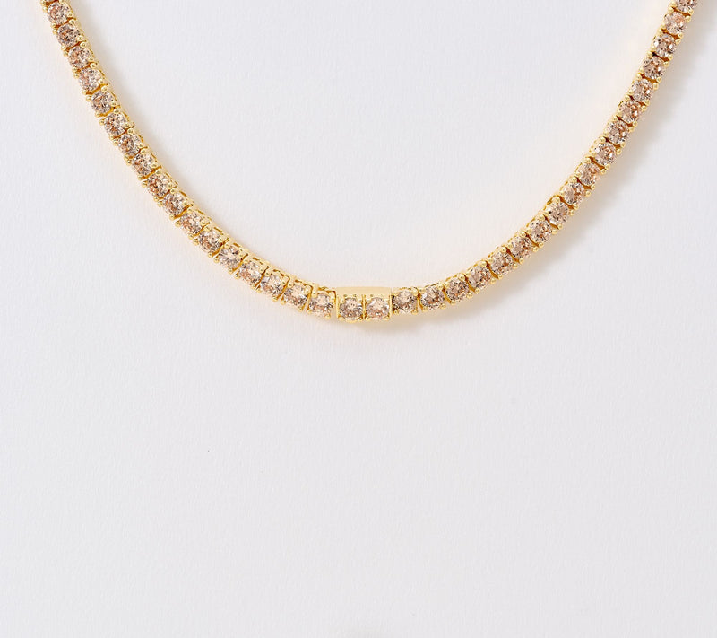 Diamonique Italia Champagne Tennis Necklace Bronze — View 3