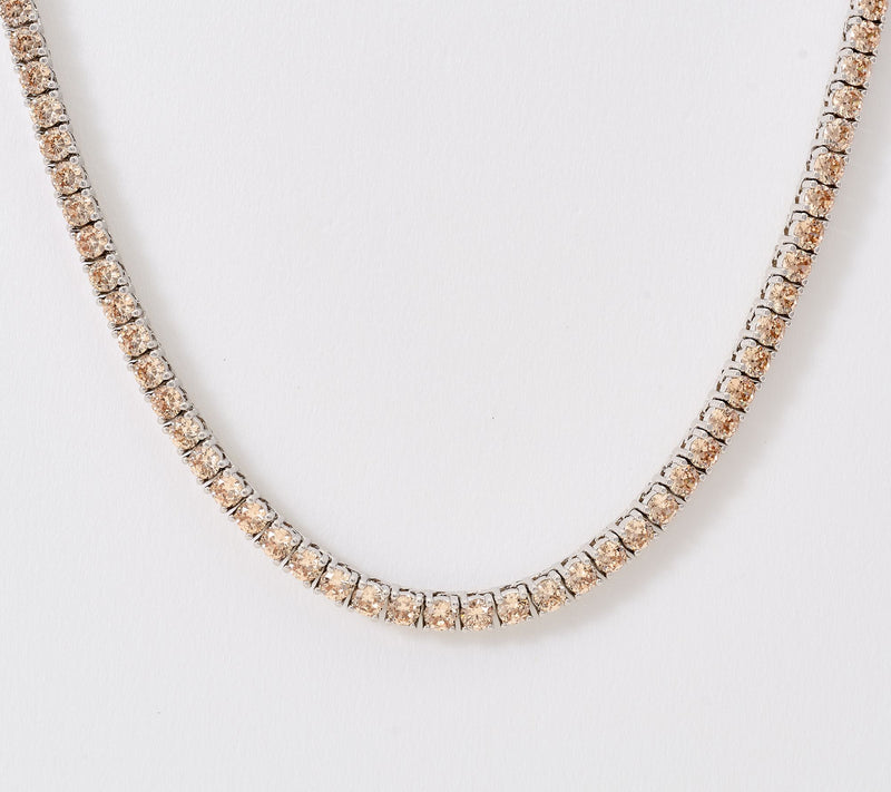 Diamonique Italia Champagne Tennis Necklace Bronze — View 7