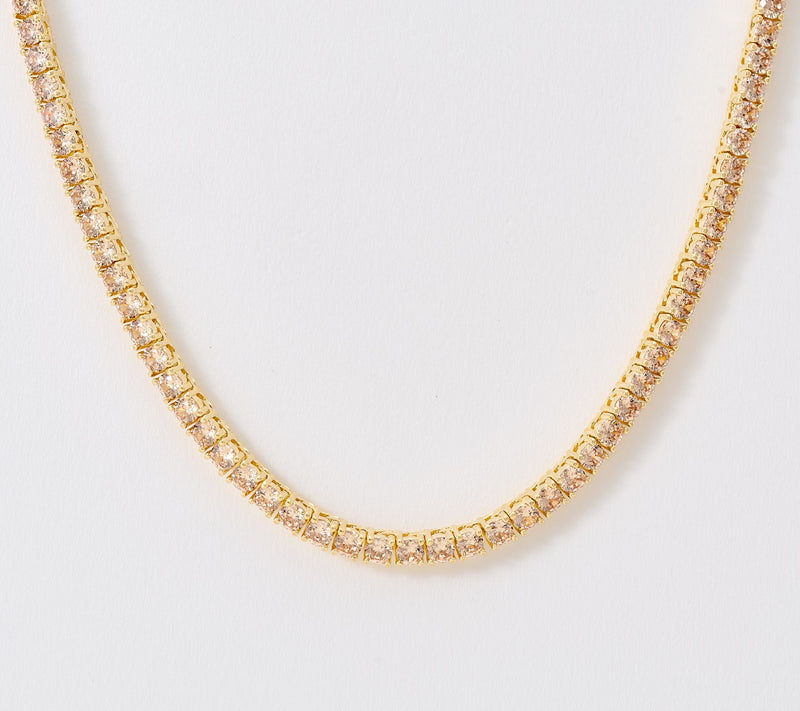 Diamonique Italia Champagne Tennis Necklace Bronze — View 8