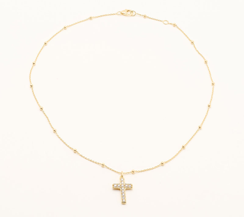 Diamonique Italia Pave Cross Necklace, Sterling Silver — View 2