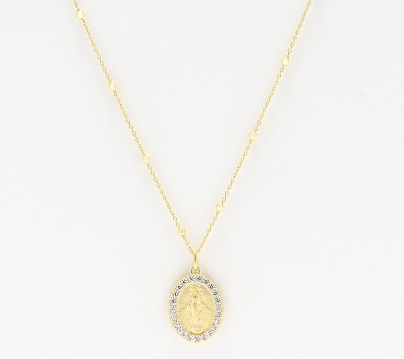 Diamonique Italia Miraculous Madonna Pave Necklace, Sterl — Main view