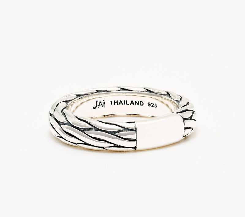 JAI Ireland Sterling Silver Textured 5mm Band Ring — View 5