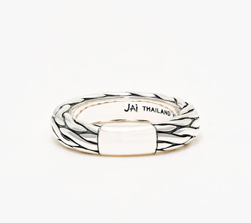 JAI Ireland Sterling Silver Textured 5mm Band Ring — View 4