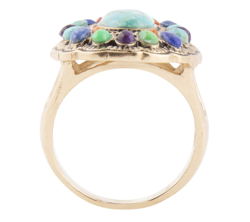 Barse Artisan Crafted Concho Multi-Gemstone Statement Ring — View 2