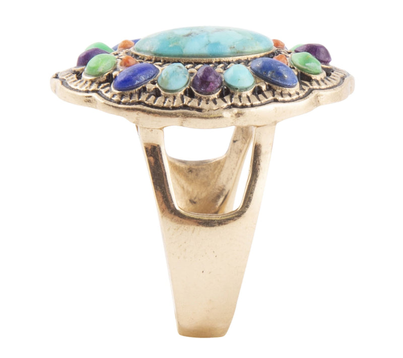Barse Artisan Crafted Concho Multi-Gemstone Statement Ring — View 4
