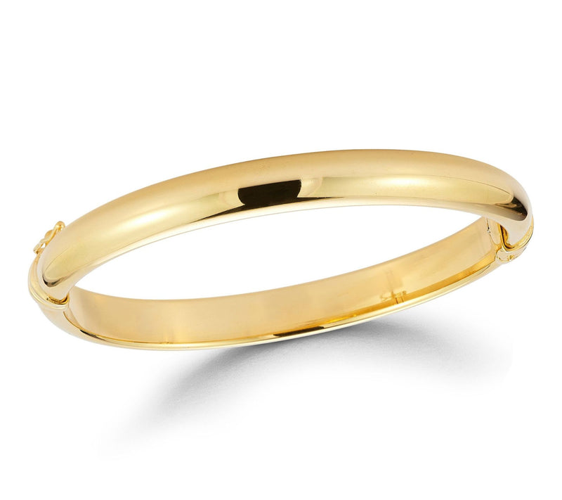 Italian Silver Polished Bangle, 18K Gold Plated — View 6