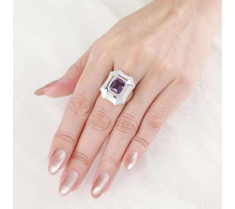Margo Manhattan Sterling Silver Amethyst Violet ta Ring — View 5