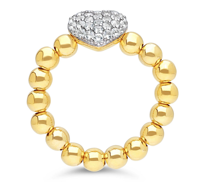 Elyse Ryan 14K Gold Clad Beaded Topaz Pave Heart Ring — View 2