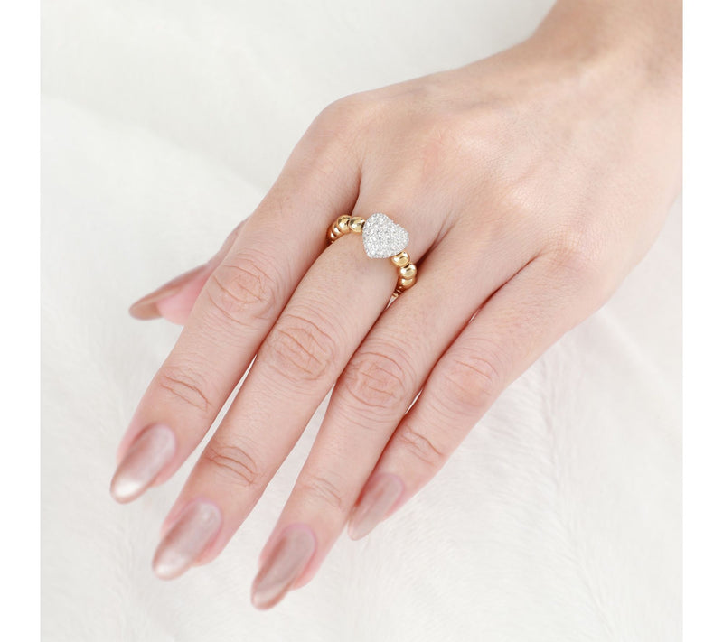 Elyse Ryan 14K Gold Clad Beaded Topaz Pave Heart Ring — View 4
