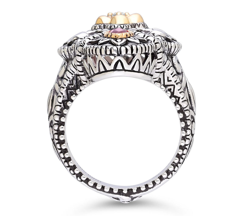 Barbara Bixby Sterling Silver & 18K Gold Filigree Ruby Ring — View 3
