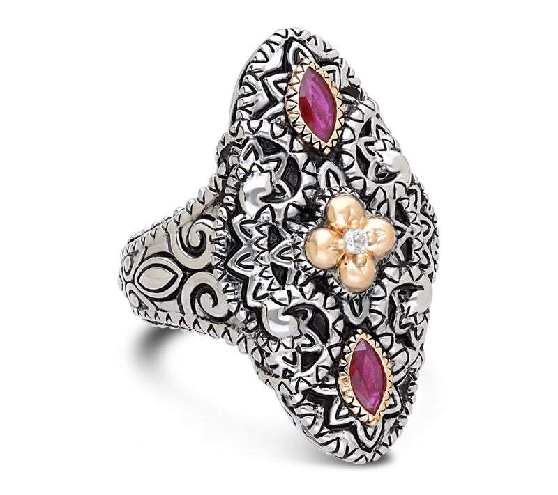 Barbara Bixby Sterling Silver & 18K Gold Filigree Ruby Ring — Main view