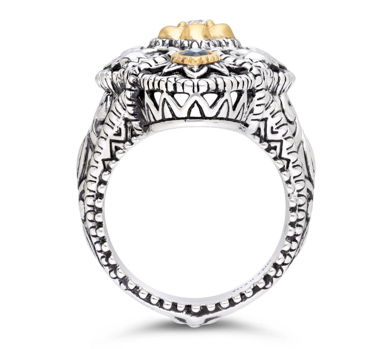 Barbara Bixby Sterling & 18K Gold Filigree Sapphire Ring — View 3