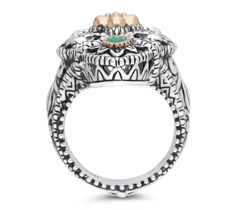 Barbara Bixby Sterling Silver & 18K Gold Filigree Emerald Ring — View 2