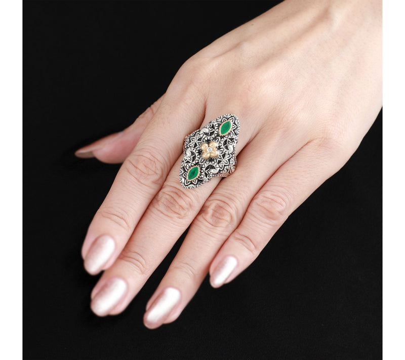 Barbara Bixby Sterling Silver & 18K Gold Filigree Emerald Ring — View 4