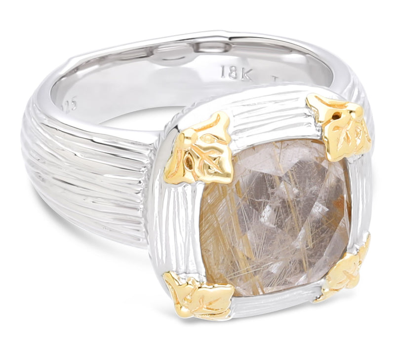 Ariva Sterling Silver & 18K Gold Rutilated Quartz Ring — Main view