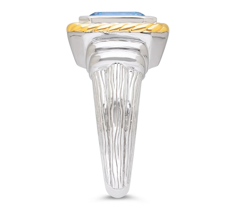 Ariva Sterling Silver & 18K Gold Blue Topaz Ring — View 3