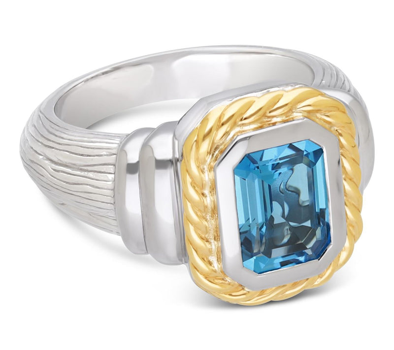 Ariva Sterling Silver & 18K Gold Blue Topaz Ring — Main view