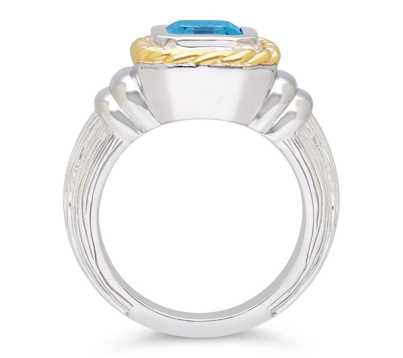 Ariva Sterling Silver & 18K Gold Blue Topaz Ring — View 2