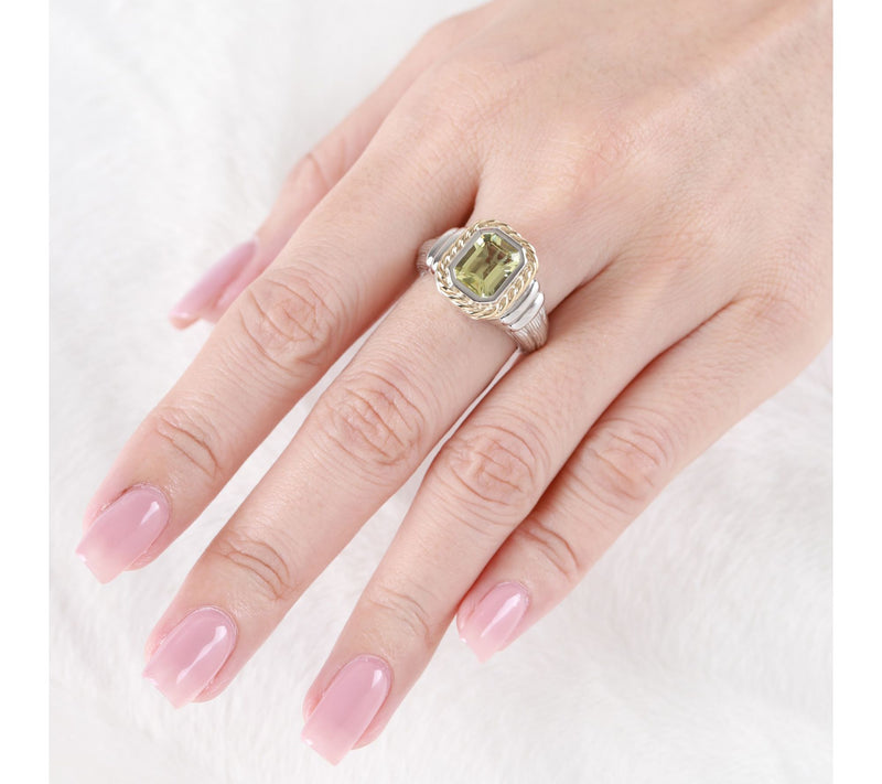 Ariva Sterling Silver & 18K Gold Limon Quartz Ring — View 5