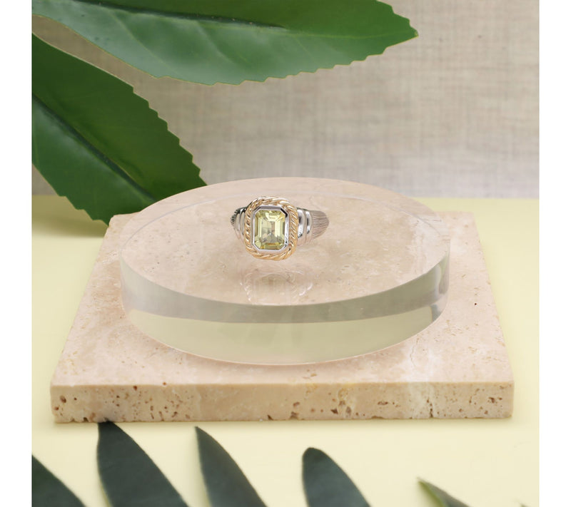 Ariva Sterling Silver & 18K Gold Limon Quartz Ring — View 4