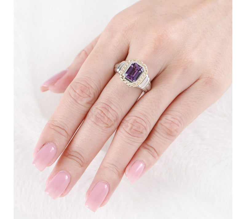 Ariva Sterling Silver & 18K Gold Amethyst Ring — View 5