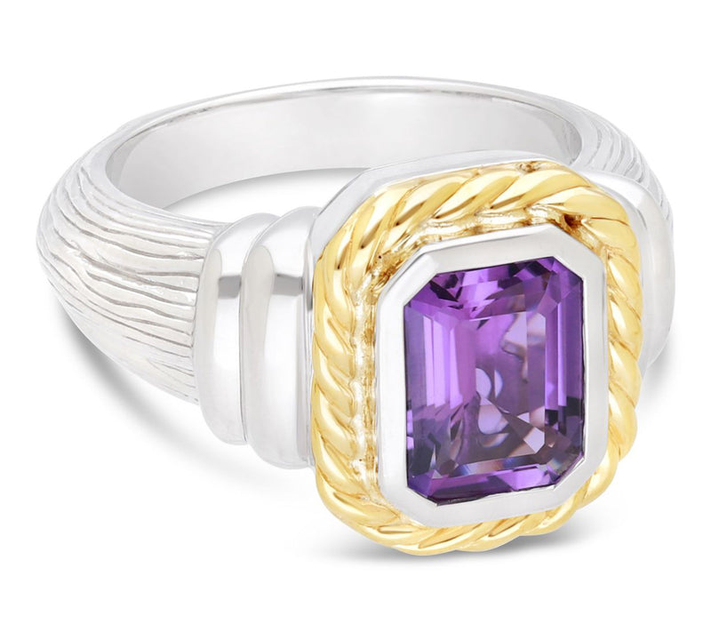 Ariva Sterling Silver & 18K Gold Amethyst Ring — Main view