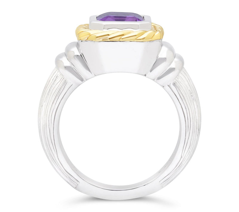 Ariva Sterling Silver & 18K Gold Amethyst Ring — View 2