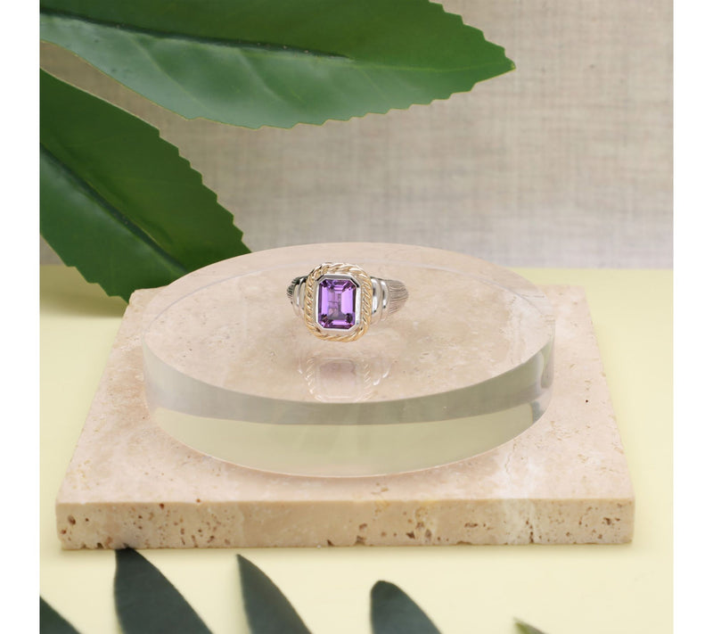 Ariva Sterling Silver & 18K Gold Amethyst Ring — View 3