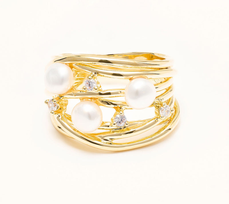 Honora Cultured Pearl Crossover Detail Ring, Bronze — View 2