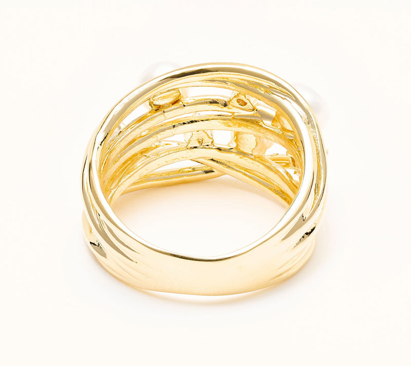 Honora Cultured Pearl Crossover Detail Ring, Bronze — View 3