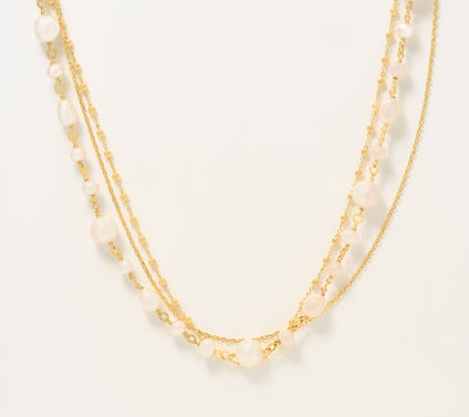 Honora Cultured Pearl Toggle Closure Layered Necklace,Bronze