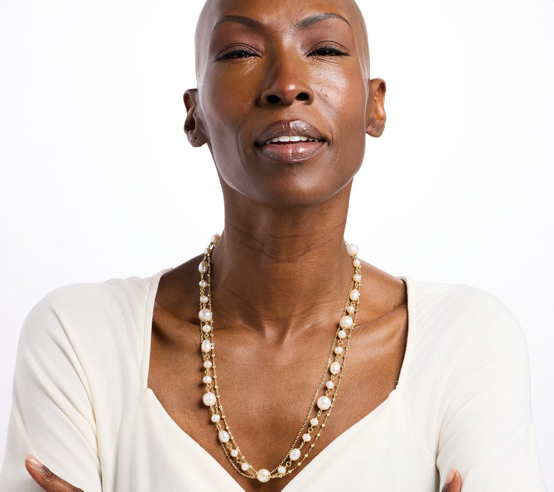 Honora Cultured Pearl Toggle Closure Layered Necklace,Bronze — View 4