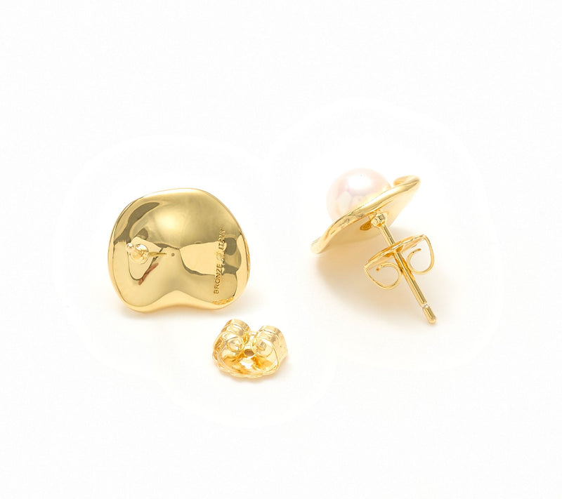 Honora Cultured Pearl Wave Detail Stud Earring, Bronze — View 6