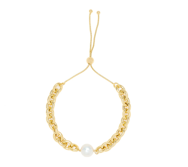 Honora Cultured Pearl Rolo Chain Bolo Bracelet, Bronze — View 7