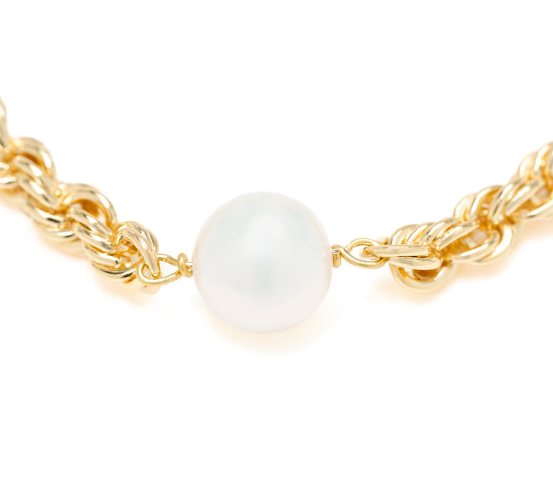 Honora Cultured Pearl Rope Chain Bolo Bracelet, Bronze — View 2