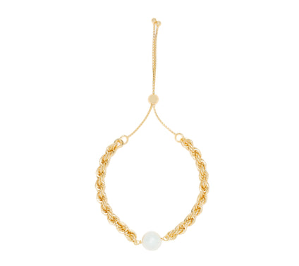 Honora Cultured Pearl Rope Chain Bolo Bracelet, Bronze