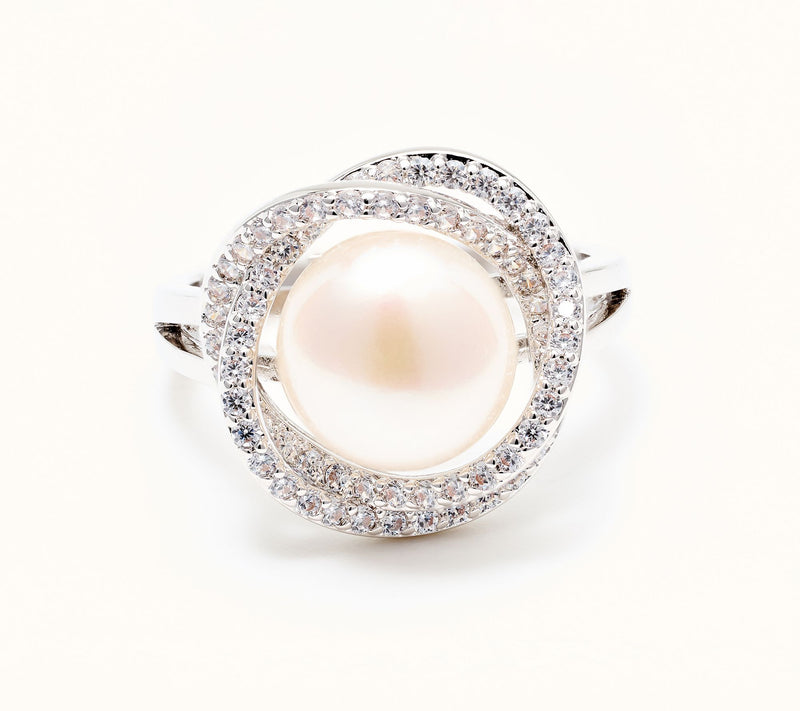 Honora Cultured Pearl Cross Over Center Pearl Ring, Bronze — View 4