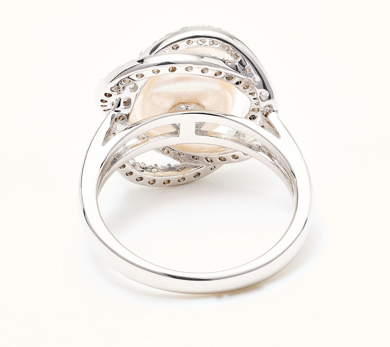 Honora Cultured Pearl Cross Over Center Pearl Ring, Bronze — View 5