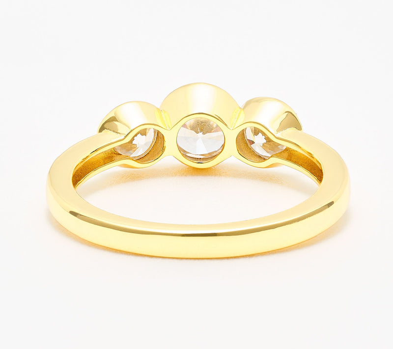 Diamonique Classics 3 Stone Ring, Sterling Silver — View 7
